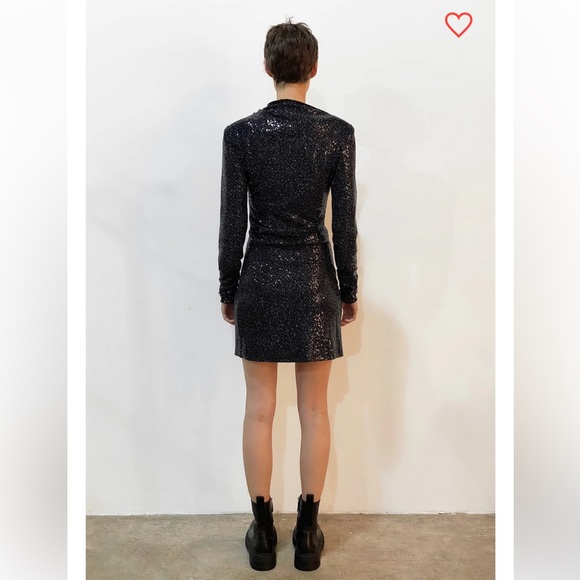 Zara charcoal black sequin mini dress - Picture 3 of 5